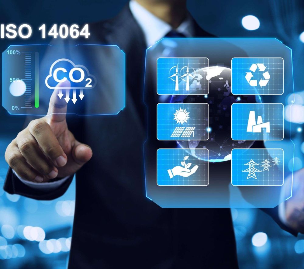 Iso,14064,Greenhouse,Gas,Concept,With,Businessman,Pointing,On,Carbon
